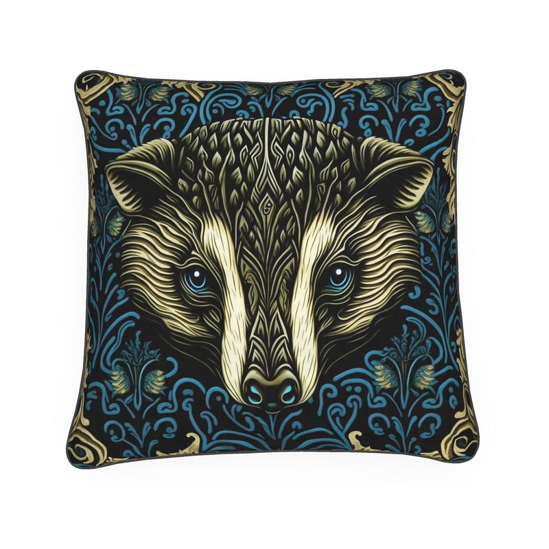 Badger Head Print Cushion