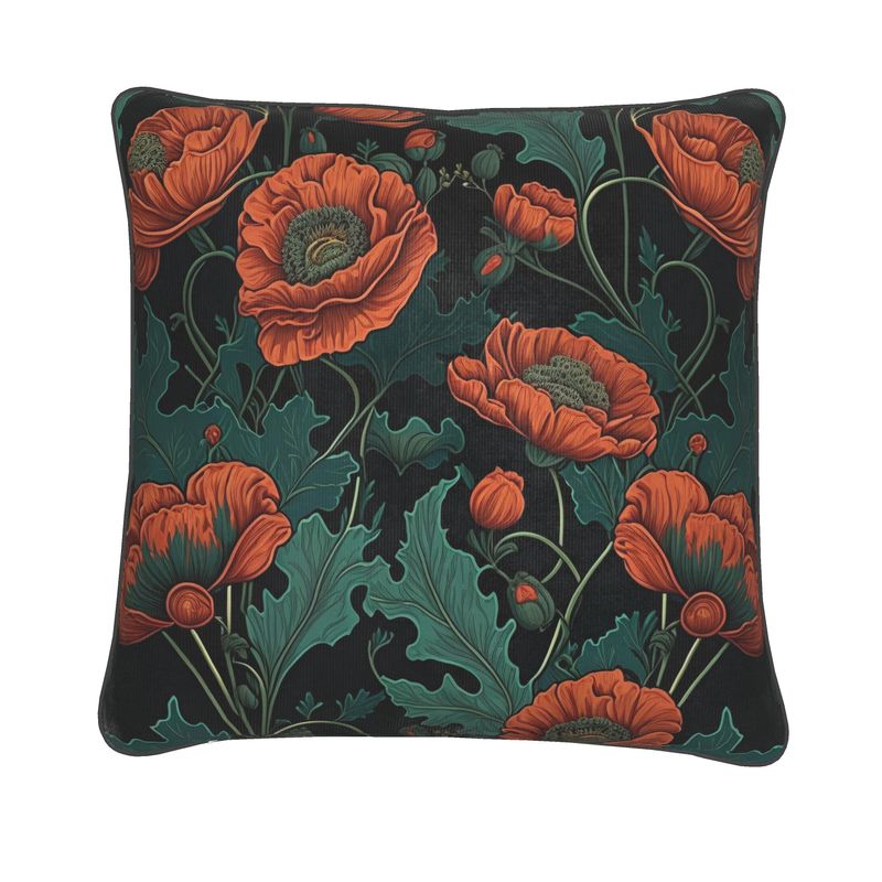 Botanical Poppy Print Cushion