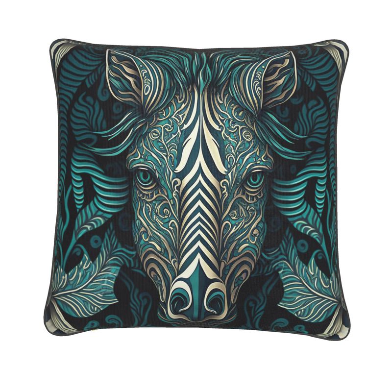Blue Zebra Print Cushion