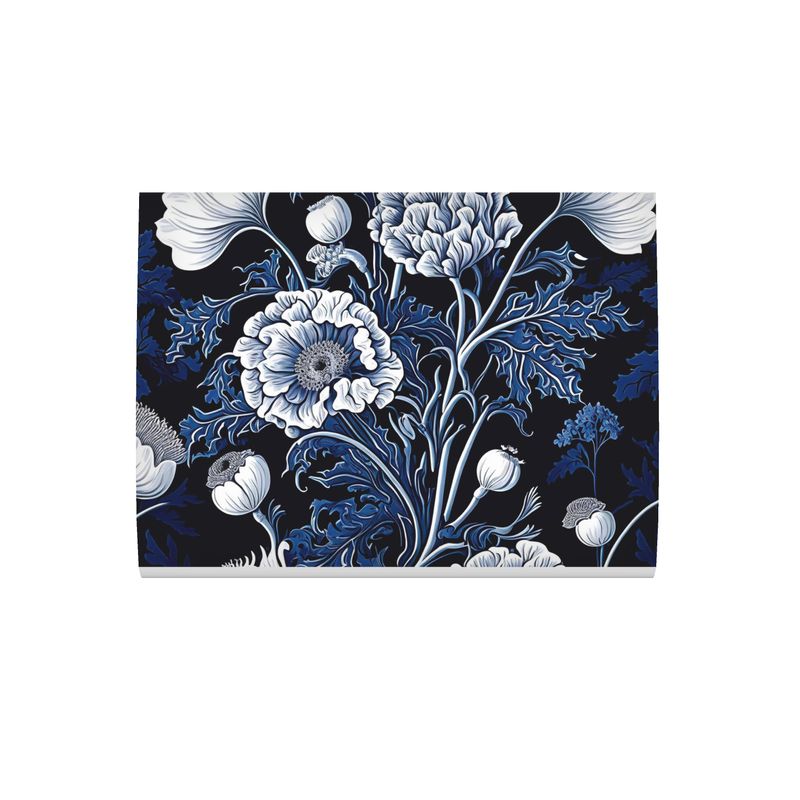 Botanical Blue Poppy Print Cushion