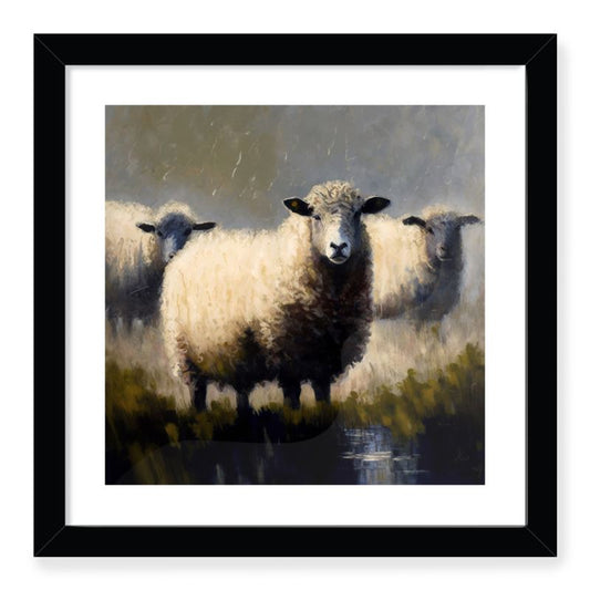 Sheep in the rain print
