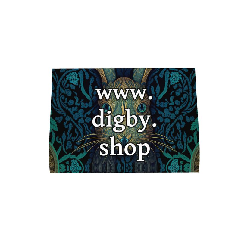 Teal Hare Print Tea Towel