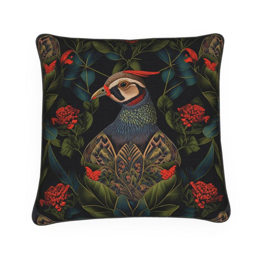 Red Partridge Print Cushion