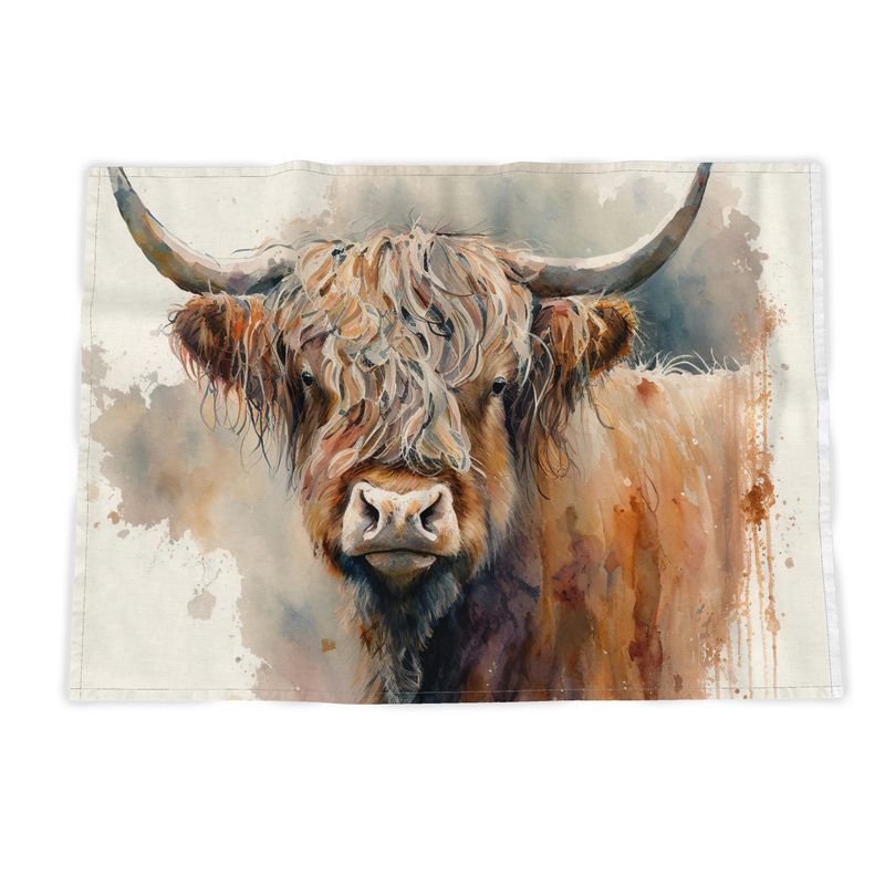 Highland Cattle Print Tea Towel