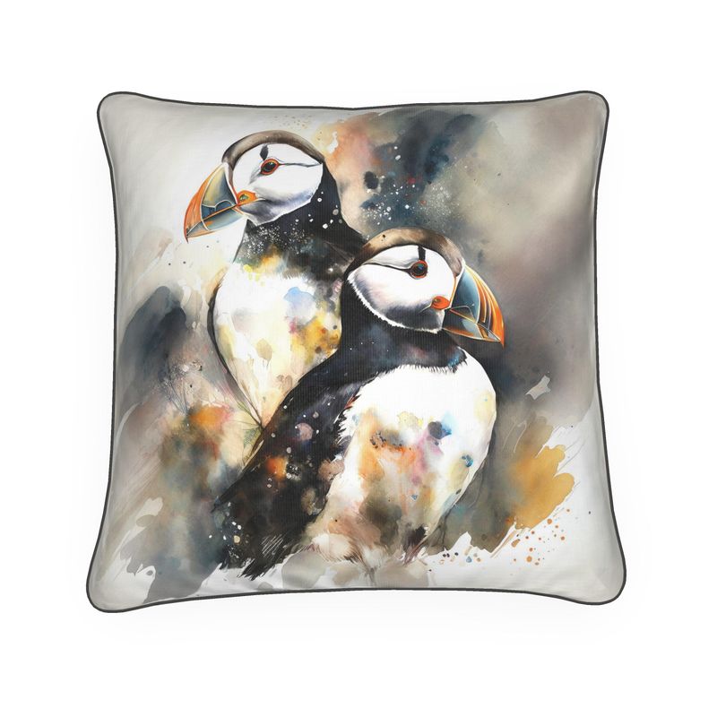 Puffin Print Cushion