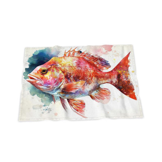 Red Snapper Print Tea Towel
