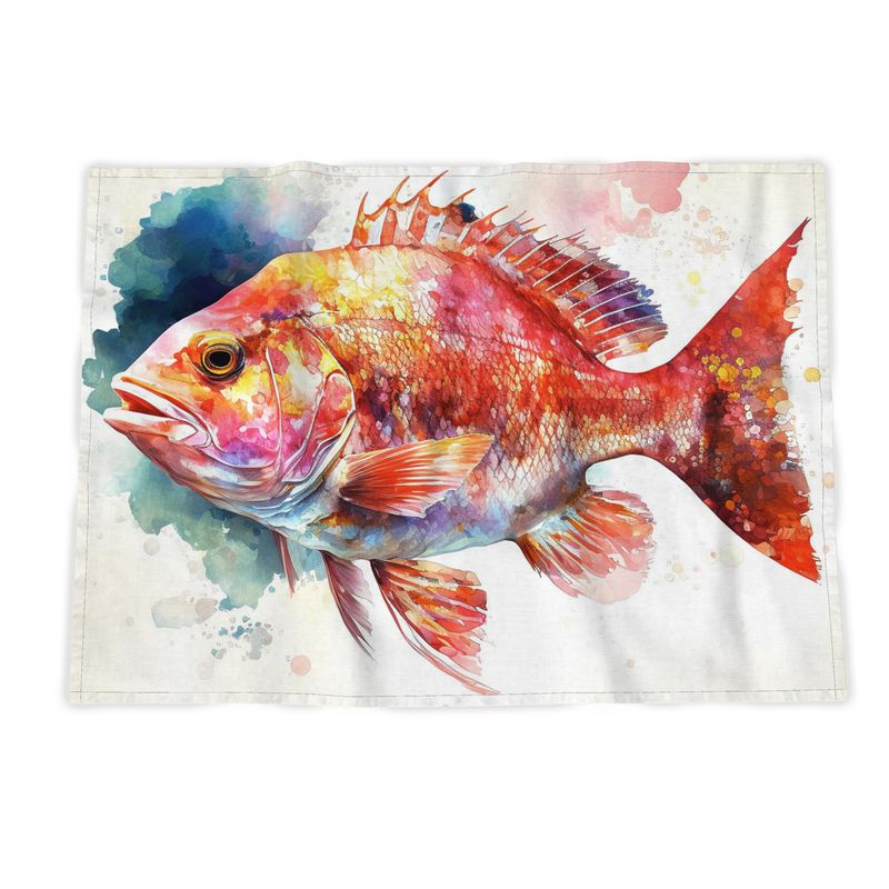 Red Snapper Print Tea Towel