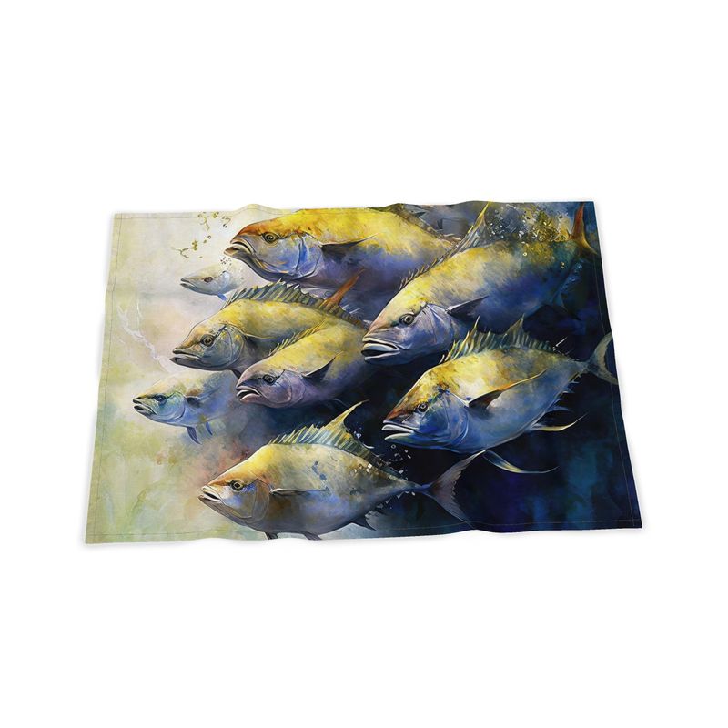 Yellow Fish Shoal Tea Towel