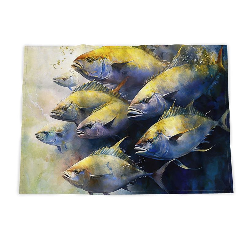 Yellow Fish Shoal Tea Towel