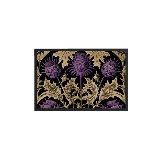 Gold and Purple Thistle Print Botanical Doormat
