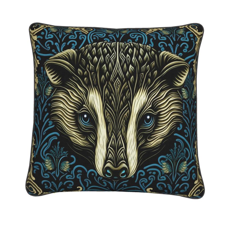 Badger Head Print Cushion
