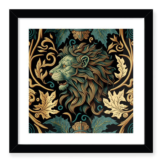 Golden Lion Print Framed
