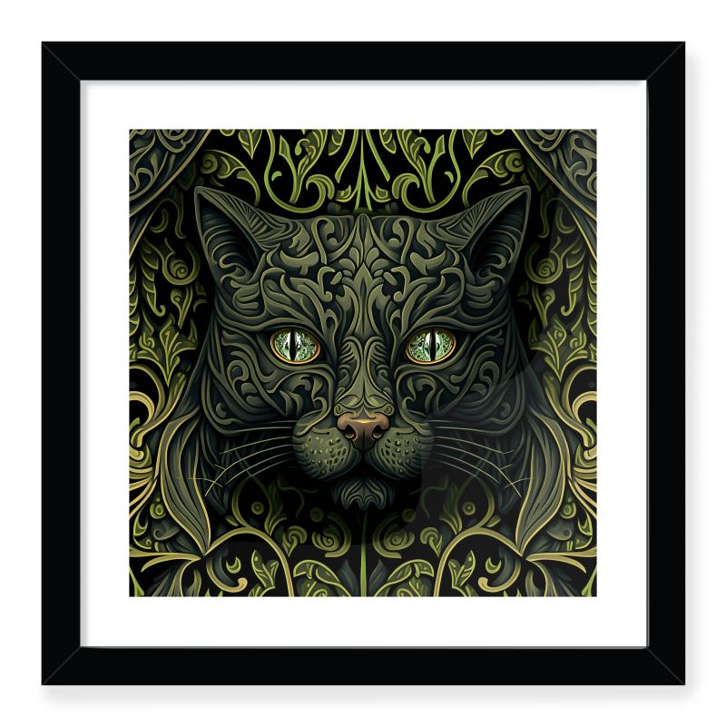 Witches Cat Print Framed