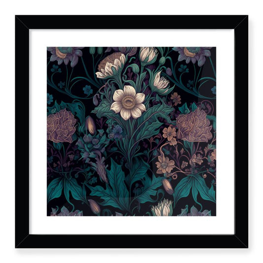 Botanical Purple Flower Print Framed