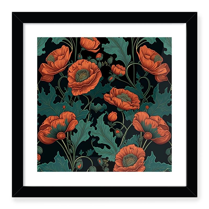 Botanical Poppy Print Framed