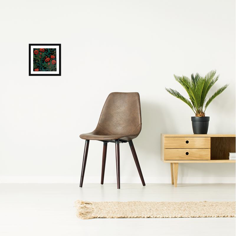 Botanical Poppy Print Framed