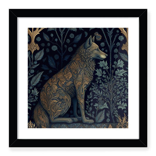 Floral Wolf Print Framed