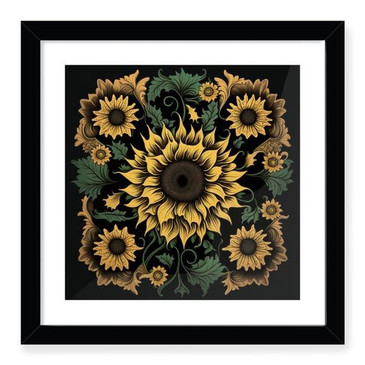 Botanical Sunflower Print Framed