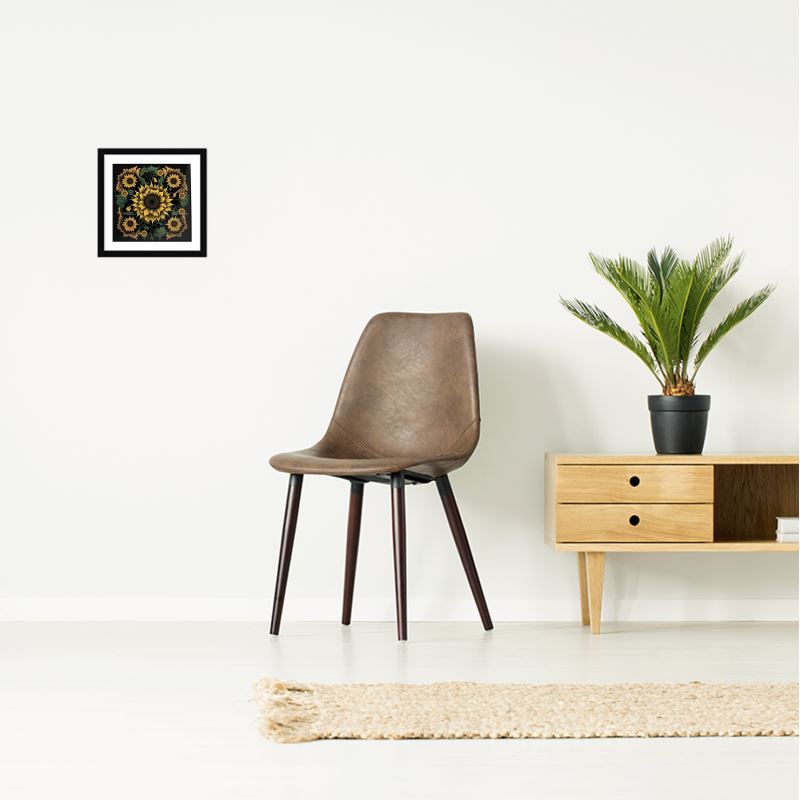Botanical Sunflower Print Framed