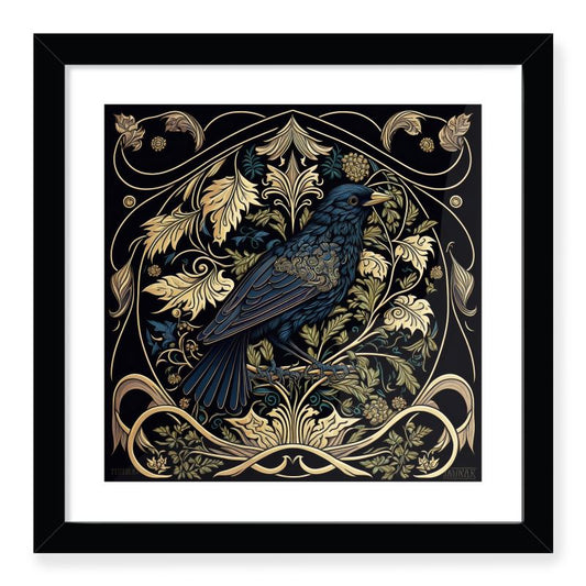 Gold Black Bird Print