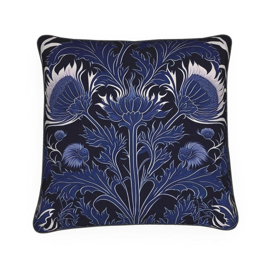 Botanical Blue Thistle Print Cushion