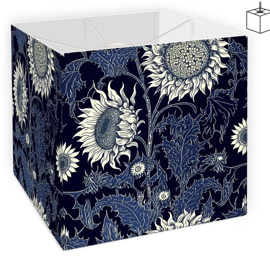 Botanical Indigo Blue Sunflower Lamp Shade