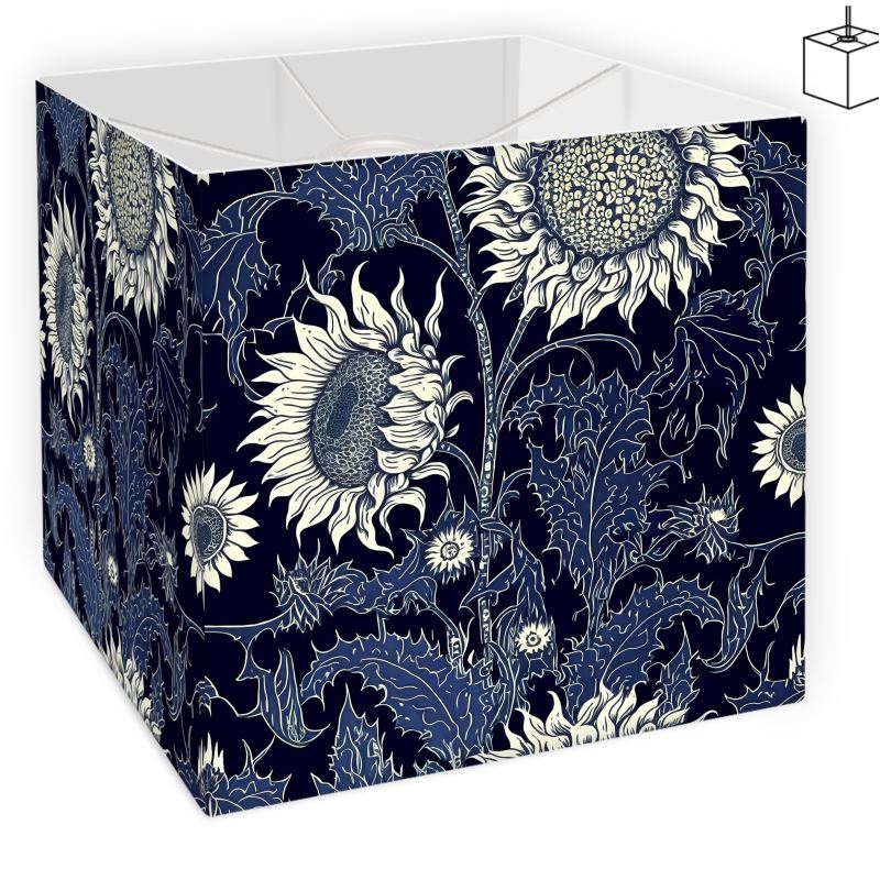 Botanical Indigo Blue Sunflower Lamp Shade