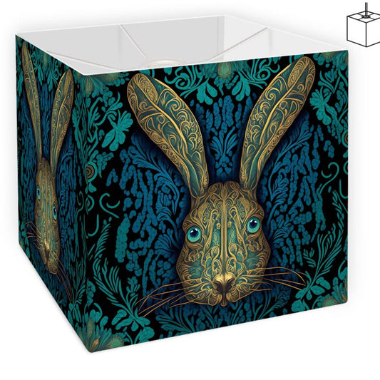 Hare Lamp shade in teal and gold