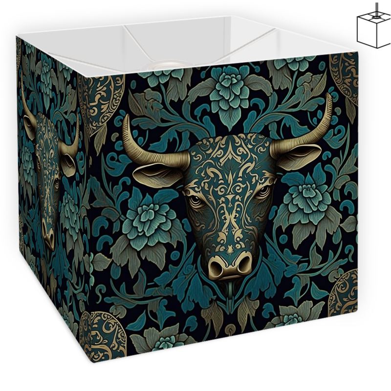 Teal Bull Print Lamp Shade