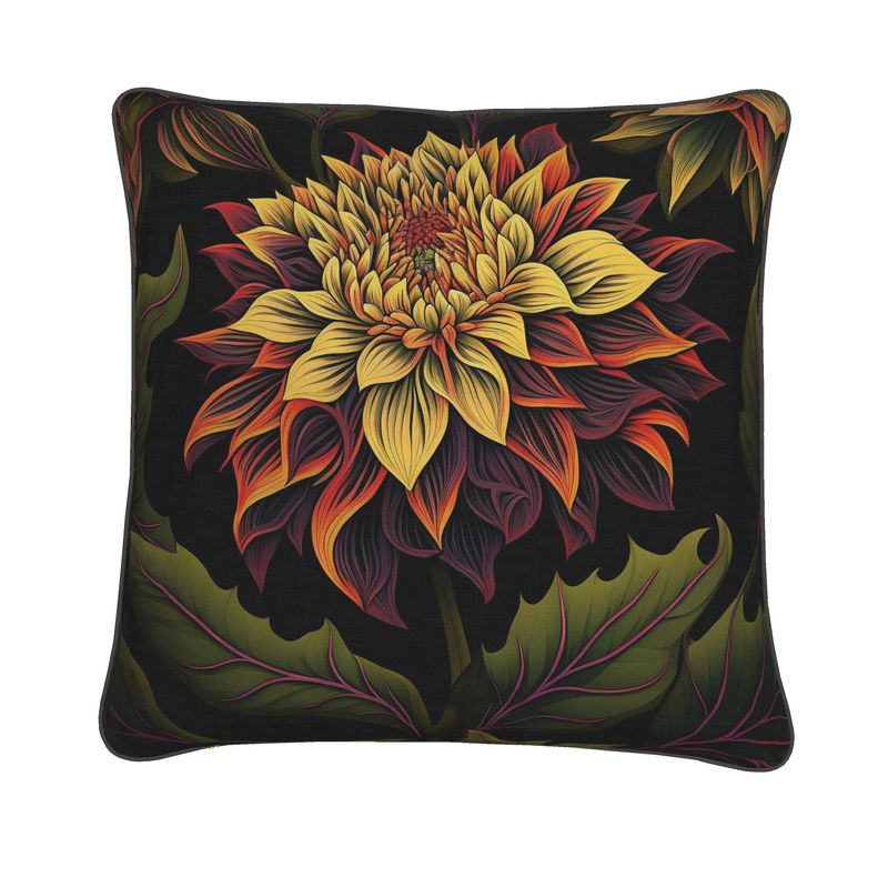 Botanical Dahlia Print Cushion