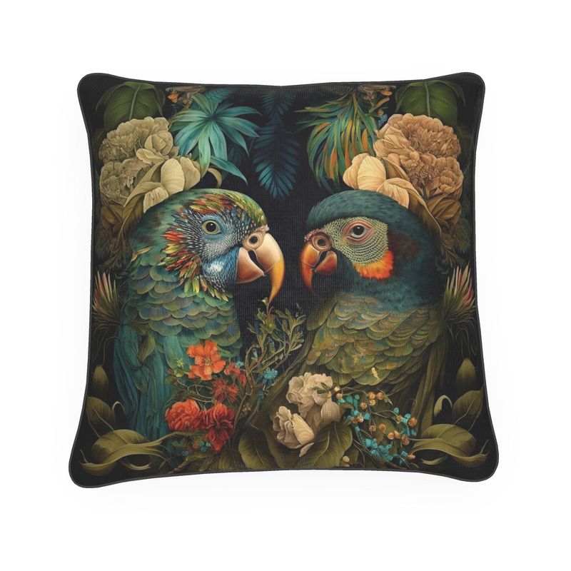Botanical Parrot Print Cushion