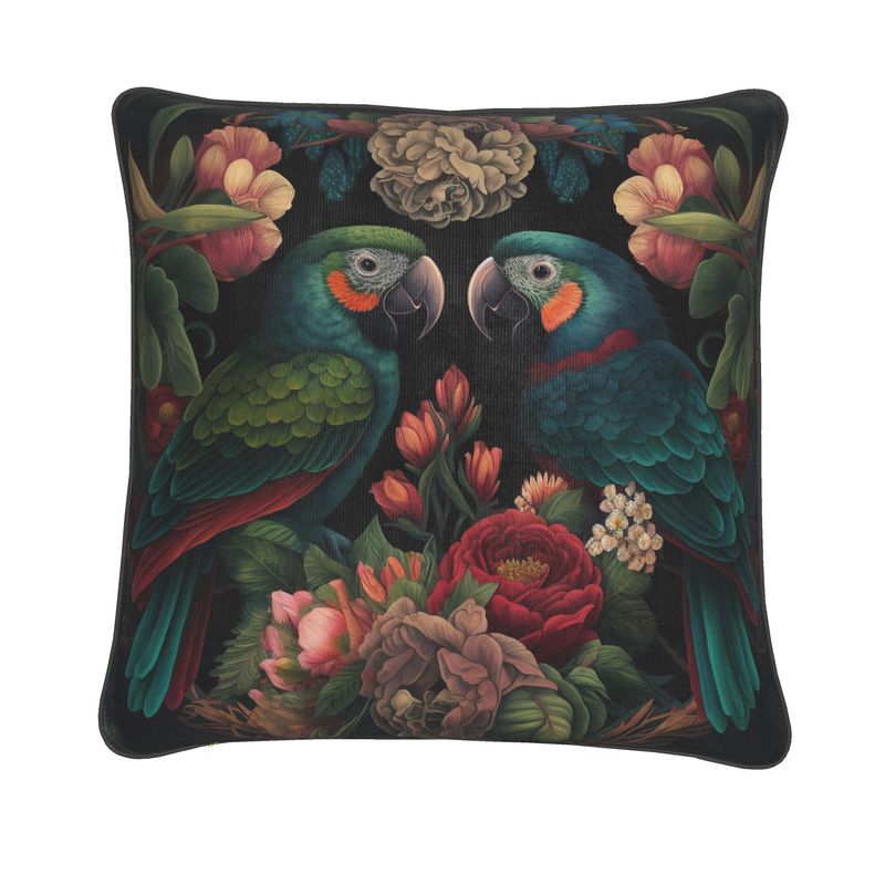 Botanical Parrot Print Cushion