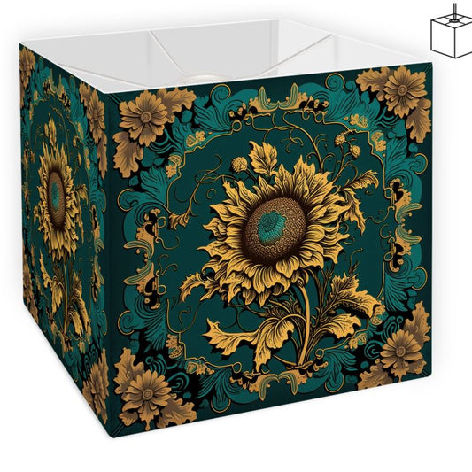 Botanical Gold and Teal Sunflower Shade