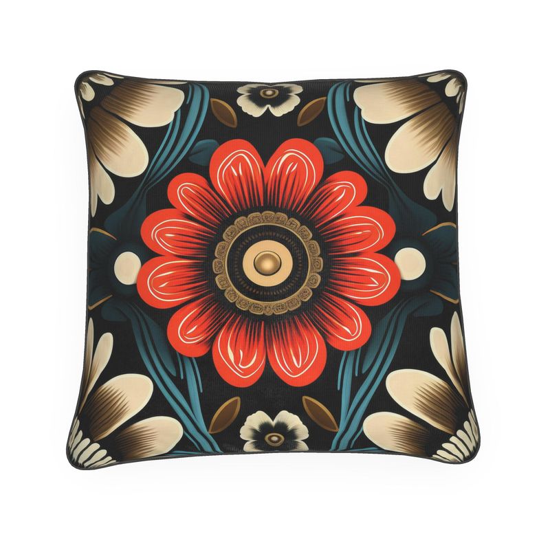 Botanical Poppy Print Cushion