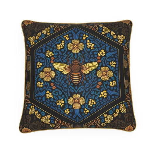 Botanical Bee and Flower Print Cushion
