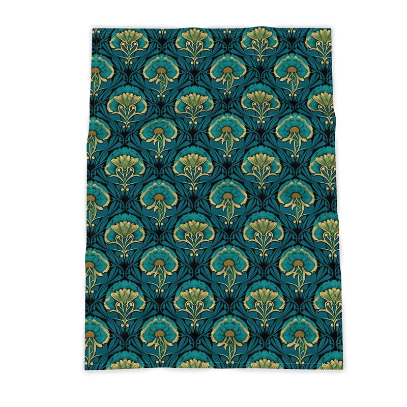 Teal Dandelion Botanical Print Tea Towel