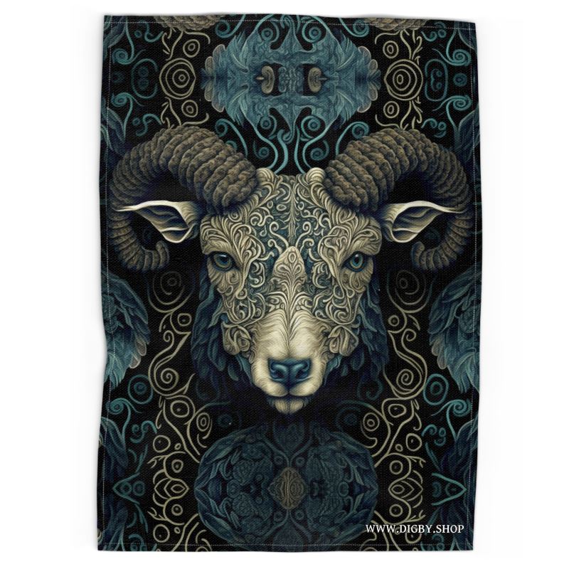 Sheep Head Print Tea Towel