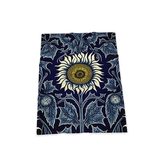 Indigo and Yellow Sunflower print Tea Towel