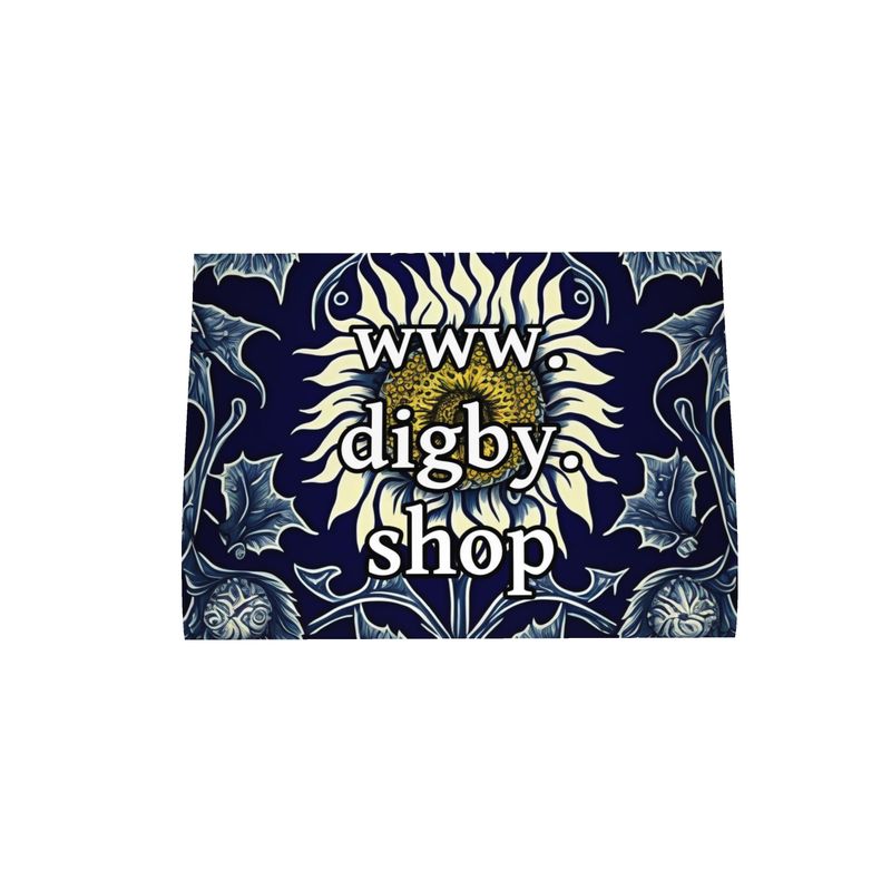Indigo and Yellow Sunflower print Tea Towel