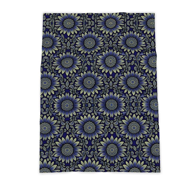 Blue Daisy Print Tea Towel