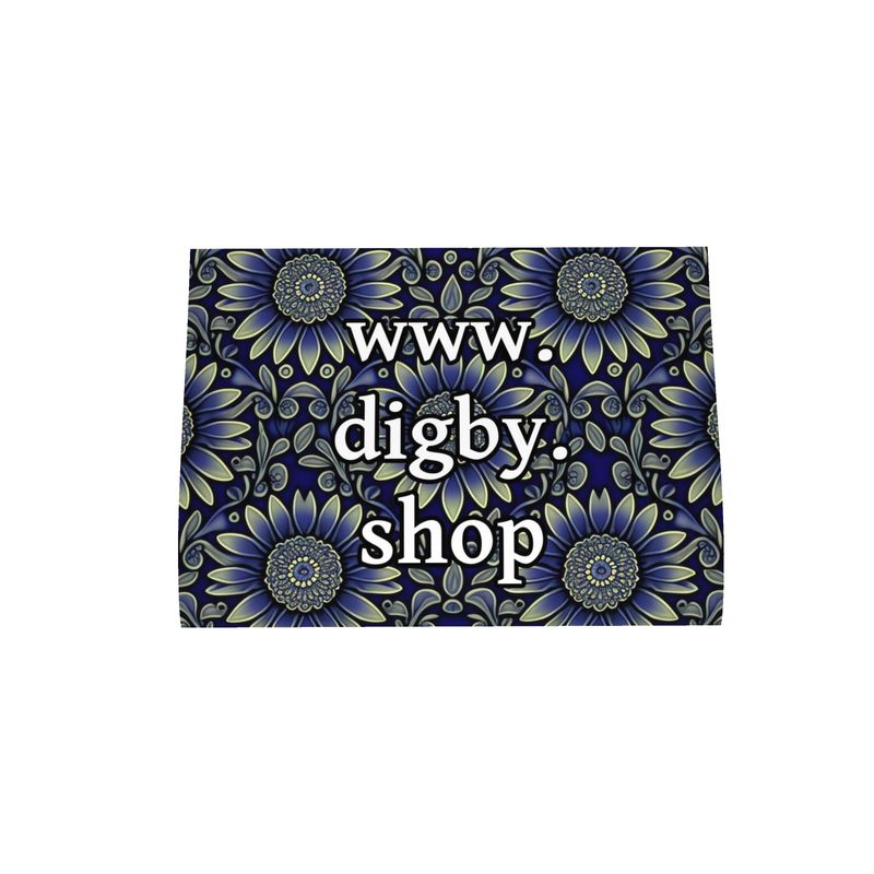Blue Daisy Print Tea Towel