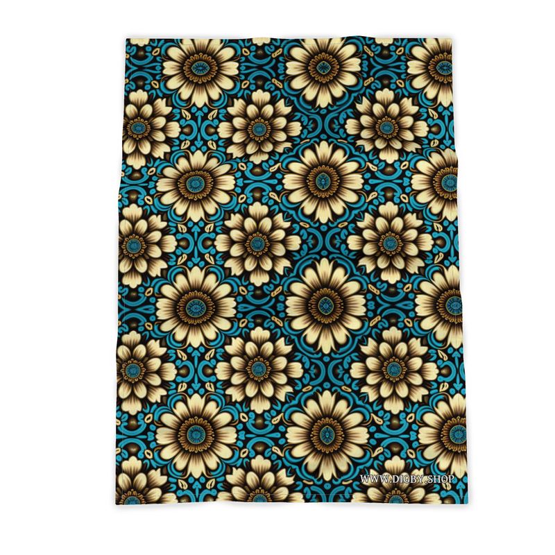 Daisy Pattern Botanical Print Tea Towel