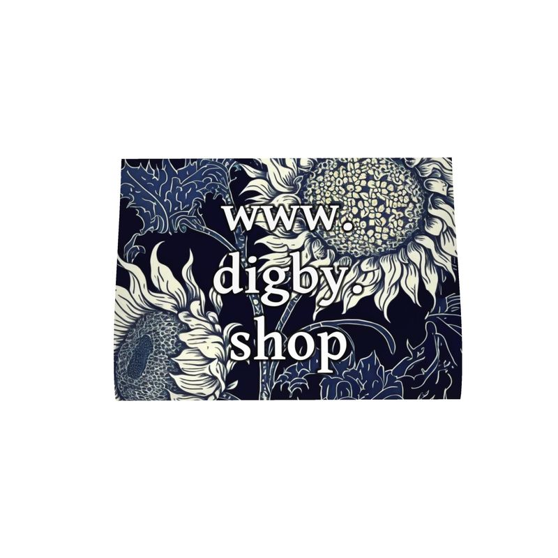 Indigo Sunflower Print Tea Towel