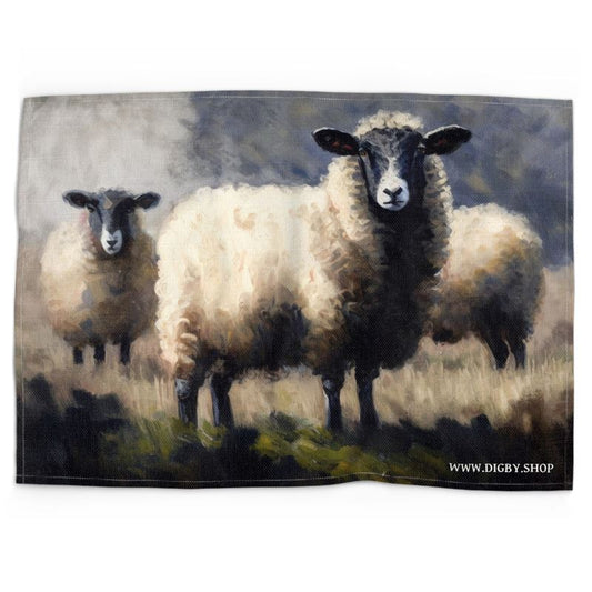 Sheep Print Tea Towel
