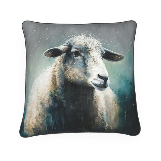 Sheep in the rain print cushion