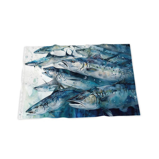 Mackerel Shoal Print Tea Towel