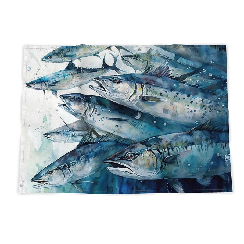 Mackerel Shoal Print Tea Towel