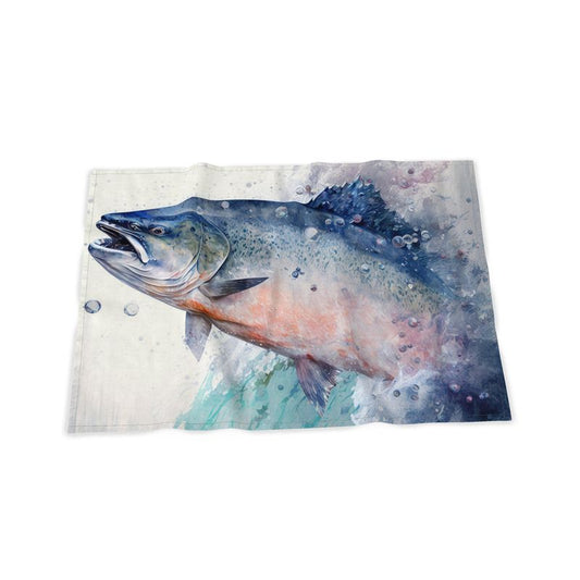 Arctic Salmon Print Tea Towel