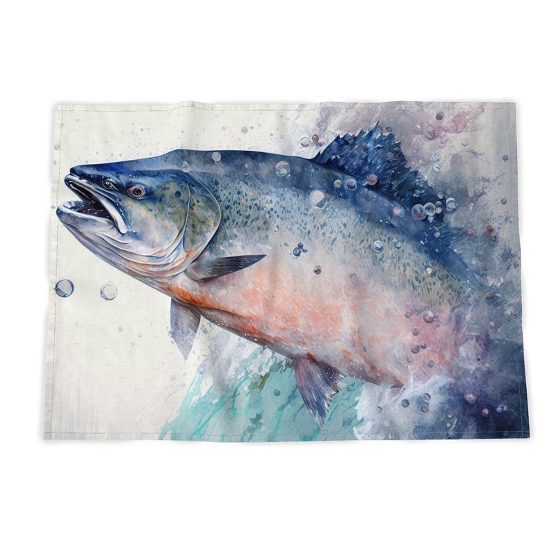 Arctic Salmon Print Tea Towel