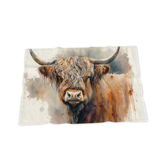 Highland Cattle Print Tea Towel